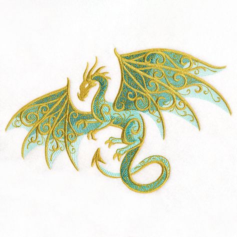 Metallic Dragon, Bookshelf Art, Cotton Craft, Freestanding Lace Embroidery, Urban Threads, Embroidered Towels, Applique Embroidery Designs, Badge Design, Free Machine Embroidery Designs