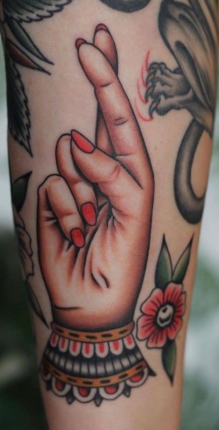 Tattoo Of A Hand Traditional, Trad Tattoo Hand, American Traditional Tattoos Hands, American Trad Hand Tattoo, Italian Traditional Tattoo, American Traditional Fan Tattoo, Lady Hand Tattoo, Traditional Valentine Tattoo, Trad Hand Tattoo