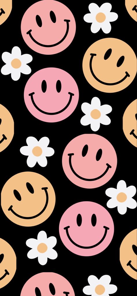 Wallpaper Background aesthetic Smiley face and Daisy flower patter, preppy style Iphone Wallpaper Preppy, Cute Home Screen Wallpaper, Wallpaper Iphone Boho, Phone Wallpaper Boho, Cute Wallpapers For Ipad, 4k Photos, Cute Summer Wallpapers, Cute Fall Wallpaper, Simple Phone Wallpapers