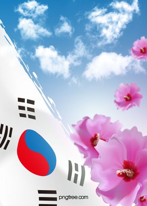 Korean Flag Wallpaper, Korean Background, Korea Flower, July Images, 4th Of July Images, Korean Flower, Korean Flag, Print Design Template, Class Poster