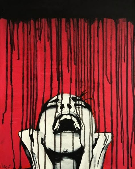 Screaming Drawing, Emotional Painting, Colorful Paintings Acrylic, Original Art Painting, Red Art, Art Inspiration Painting, Painting Art Projects, Cool Art Drawings, Woman Painting