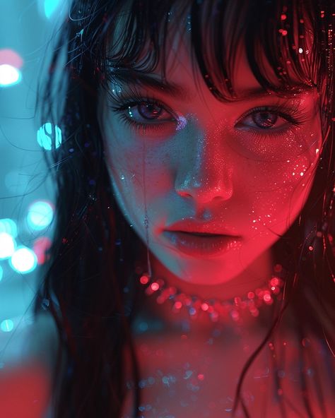 Neonlights💖 #huely2024 @nickocreates.ai Color Lighting Reference, Colored Light Photography, Face Portrait Reference, Gouache Ideas, Lighting Reference, Human Photography, Portrait Reference, Color Lighting, Portrait Lighting