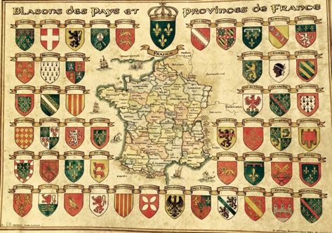 Category:French Historical Provinces and Regions - Blason - Armoiries - Coat of arms - crest of French Historical Provinces and Regions Shield Designs, Genealogy Map, Crusader Knight, Reiki Symbols, Alsace France, Rpg Map, Mystery Of History, France Map, Coats Of Arms