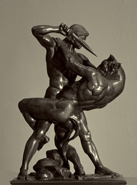 Theseus And The Minotaur, Roman Statues, Greek Heroes, Roman Statue, Greek Statues, The Minotaur, Historical Objects, Greek Tattoos, Greek Myth