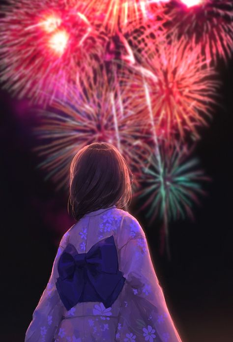 Anime Fireworks, Fireworks Anime, How To Draw Fireworks, Moon Stars Art, Fireworks Art, Eiffel Tower Photography, Fireworks Pictures, Fireworks Background, New Year Art