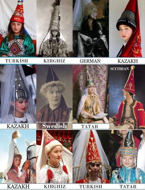 Tatar Traditional Clothing, Kazakh Clothing, Crowded Street, Conical Hat, Ancient Origins, Medieval Clothing, Europe Fashion, Mood Board Fashion, Asian Hair