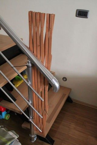 DIY Baby Stairs Gate for Around $10 Diy Baby Gate For Stairs, Stair Gate Diy, Banister Baby Gate, Retractable Pet Gate, Stairs Gate, Retractable Dog Gate, Diy Dog Gate, Gate For Stairs, Baby Gate For Stairs