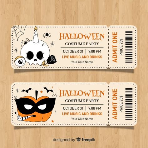 Template Tiket, Halloween Stationary, Halloween Party Tickets, Movie Ticket Template, Halloween Invitaciones, Ticket Template Free, Halloween Fiesta, Halloween Invitation Template, Imprimibles Halloween