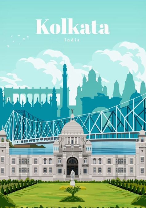 India Poster, Boat Illustration, Wanderlust Decor, Travel Collage, Diy Travel Journal, Paris Wallpaper, City Icon, Typographic Art, City Illustration