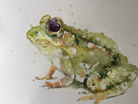 Watercolour frog painting Watercolor Toad, Watercolour Frog, Frog Painting, Watercolour Animals, Koi Watercolor, Frog Stuff, Animals Watercolor, Art Tutorials Watercolor, Water Color Art