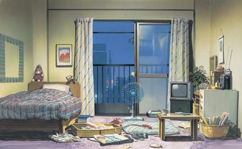 Japanese Anime Bedroom, Oga Kazuo, Kazuo Oga, Pink Journal, Bedroom Drawing, Only Yesterday, Ghibli Artwork, Final Exam, Studio Ghibli Movies