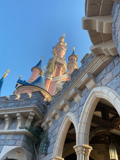 Pink castle at Disneyland Paris Disneyland Princess Aesthetic, Disney Paris Aesthetic, The Fine Print Rowan, France Disneyland, Disneyland Hotel Paris, 2023 Rebrand, France Castle, Disney Island, Fairytale Land