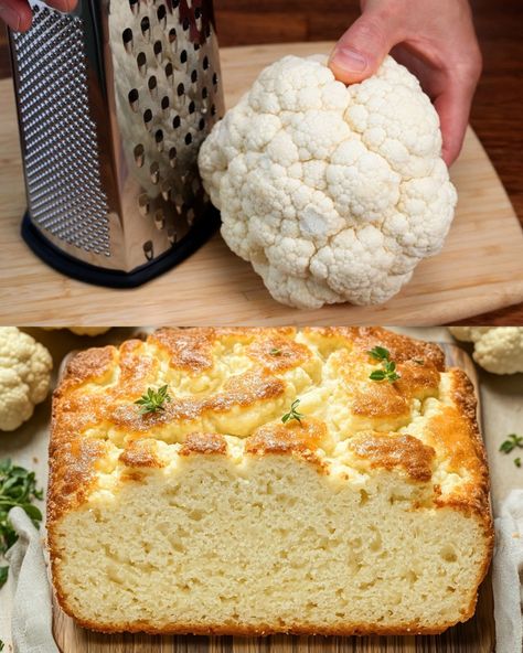 This low-carb, gluten-free cauliflower bread is a versatile and healthy alternative to traditional bread. Perfect for sandwiches, snacks, or as a base for creative toppings, it’s deliciously satisfying while being light and nutritious. Preparation Time: 15 minutes Cooking Time: 20-25 minutes Servings: 6 slices Ingredients 1 medium head of cauliflower (about 500 grams), grated or riced 2 large eggs 1/2 cup (50 grams) shredded mozzarella cheese 1/4 cup (25 grams) grated Parmesan cheese 1 teaspoon Cauliflower Cloud Bread, Cauliflower Bread Recipes, Bread Crumbs Recipe, Cauliflower Bread, Seafood Bake, Rice Bread, Riced Cauliflower, Cheesy Zucchini, Dairy Free Alternatives