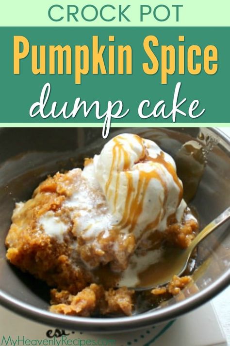 Dinner For Husband At Home, Pumpkin Spice Dump Cake, Spice Dump Cake, Crockpot Cake, Pumpkin Dump Cake Recipe, Pumpkin Crockpot, Crockpot Dessert Recipes, Dump Cake Pumpkin, Dump Cakes