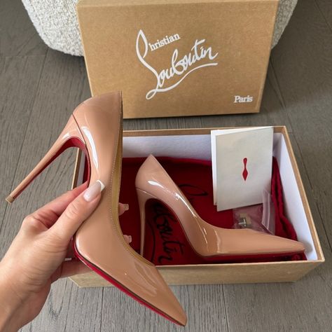 Christian Louboutin Nude Patent Leather Kate 100 Heels Size 36 Kate Louboutin, Christian Louboutin Kate 100, Christian Louboutin Kate, Black Patent Leather Pumps, Louboutin Shoes Heels, Christian Louboutin Heels, Louboutin Heels, Patent Leather Heels, Patent Leather Pumps