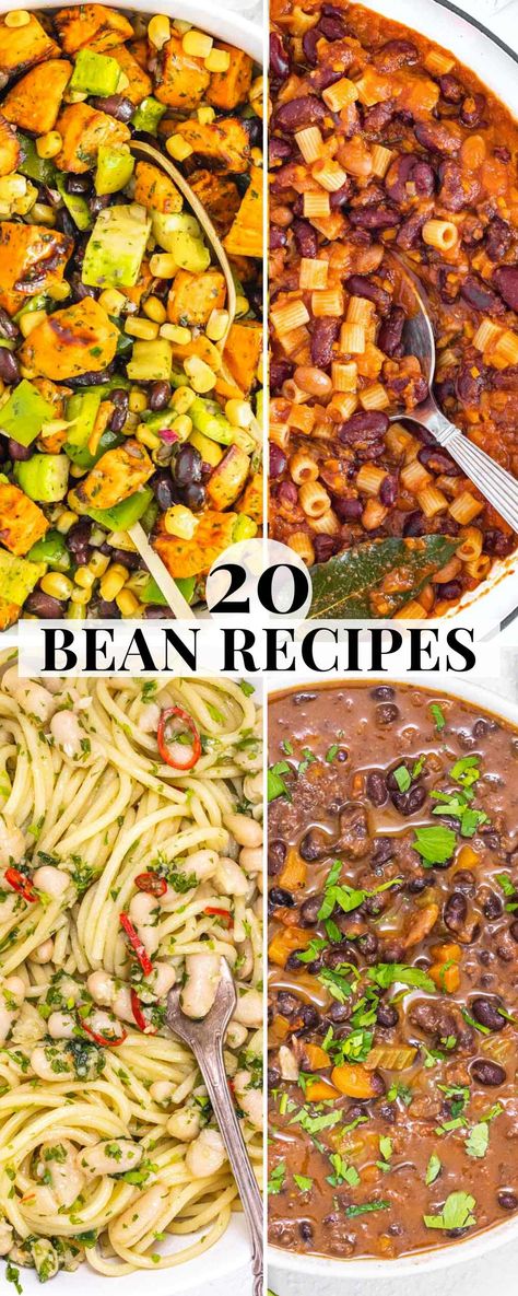 You can make these bean recipes with simple pantry staples. They are quick to make, tasty, and budget-friendly family dinners.White bean aglio olio pasta is our take on classic spaghetti aglio olio. The beans add a wonderful flavor, superb nutrition, and a creamy texture to this delicious dish. Healthy Bean And Lentil Recipes, Bean Meal Recipes, White Beans Breakfast, Vegetarian Beans Recipe, Plant Based Bean Recipes, Haricot Beans Recipes, Pasta Beans Recipes, Italian Bean Recipes, Alkaline Dinner Ideas