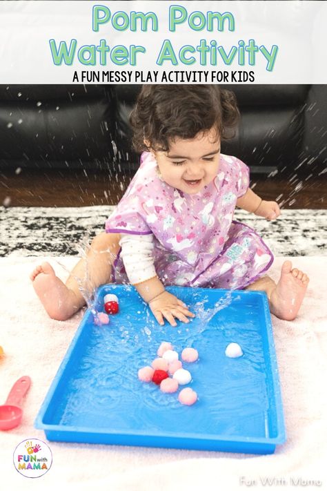 Did you know you can put pom poms in water and still reuse them once they are dry? This super fun sensory play activity is perfect for babies, toddlers, and even preschoolers! And what kid doesn’t love to play in the water? This Baby Pom Pom Water Play is the best! Water Play For Babies, Quiet Boxes, Messy Play Activities, Water Play Activities, Sensory Activities For Kids, Sensory Bottle, Sensory Bag, Activities For Babies, Play Activity