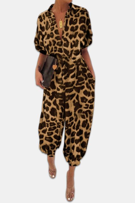 Color: Coffee, Grey Occasion: Casual Pattern: Leopard Season: Summer Material: Polyester Design Element: Print Package included:1*Jumpsuit Leopard Jumpsuit Outfit, Jumpsuit Outfit Plus Size, Cheetah Print Jumpsuit, Plus Size Rompers, Leopard Jumpsuit, Animal Print Jumpsuit, Streetwear Spring, Cargo Jumpsuit, Leopard Print Jumpsuit