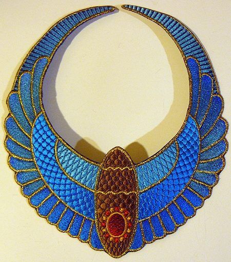 Advanced Embroidery Designs. Ancient Egypt Necklace. Instructions on how to… Egyptian Embroidery, Egypt Necklace, Ancient Egypt Jewelry, Ancient Egypt Fashion, Advanced Embroidery Designs, Egyptian Revival Jewelry, Egypt Jewelry, Ancient Egyptian Jewelry, Gold Bangles Indian