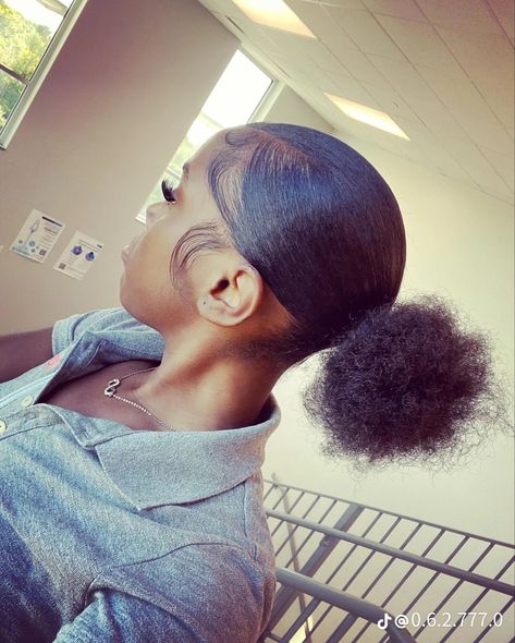 Slick Hairstyles Natural Hair 4c Short, Back Bun Hairstyles Black Women, 3 Part Ponytail Natural Hair, Short Natural Hairstyles 4c, V Part Slick Back Ponytail, Slick Back Natural Hair, Natural Hairstyles 4c, Cute Natural Hairstyles, Natural Hair Bun Styles