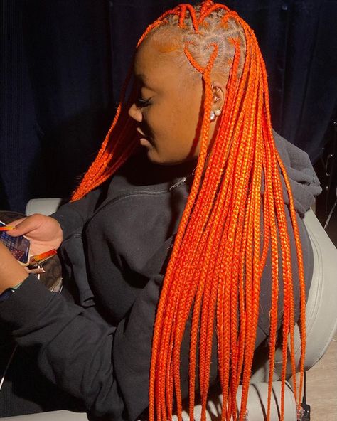 Orange Hair Braids, Mcqueen Costume, Lil Girl Hairstyles, Colored Braids, Box Braids Hairstyles For Black Women, Hairstyle Inspo, Pretty Braided Hairstyles, School Hairstyles, Slick Hairstyles