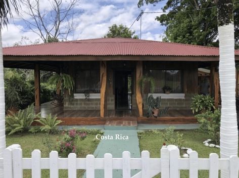 Costa Rica House For Sale Under $119K Houses In Costa Rica, Arenal Volcano, Old Houses For Sale, White Picket Fence, Tall Ceilings, Wrap Around Porch, Water Views, Architectural Salvage, Ghost Towns