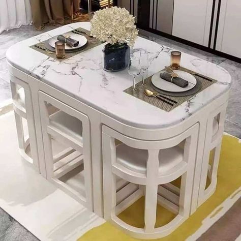 Compact Dining Table, Space Saving Dining Table, Dining Table Design Modern, Space Saving Table, Unique Dining Tables, Dinning Room Design, Kitchen Tables, Kitchen Furniture Design, Dining Table Design