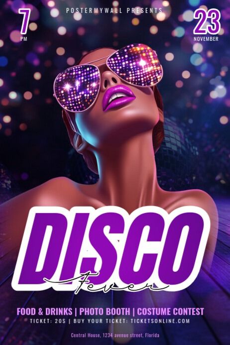 Purple Maximalist Disco Fever Poster | PosterMyWall Disco Magazine Cover, Disco Flyer, Disco Event Poster, Saturday Night Fever Movie Poster, Dj Event Poster, Linkedin Background Image, Linkedin Background, Disco Fever, Kindle Book Cover