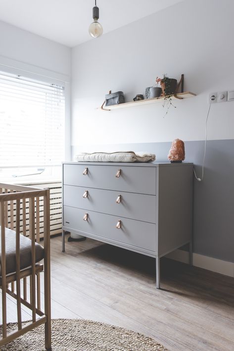 Grey Dresser Nursery, Light Grey Dresser, Industrial Nursery, Grey Changing Table, Grey Dresser, Wood Nursery, Nursery Dresser, Baby Boy Room Nursery, Baby Closet