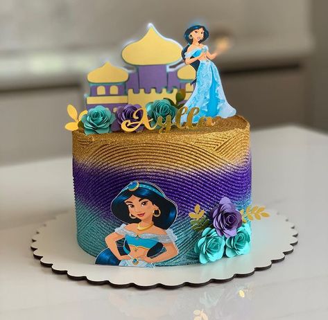 Jasmine Birthday Cake, Princess Jasmine Cake, Birthday Cake Icing, Jasmine Cake, Princess Jasmine Party, Jasmine Birthday Party, Lily Cake, Princess Jasmine Birthday Party, Princess Jasmine Birthday