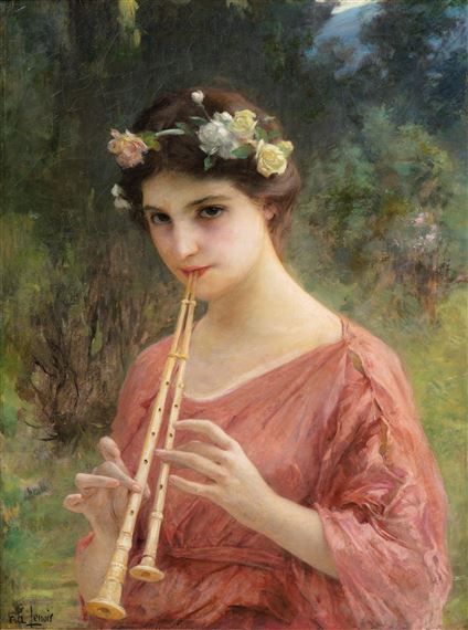 Artwork by Charles Amable Lenoir, A YOUNG WOMAN PLAYING AN AULOS (OR THE DOUBLE FLUTE), Made of Oil on canvas Charles Amable Lenoir, Greek Paintings, Instruments Art, Dante Gabriel Rossetti, John Everett Millais, Ancient Greek Art, John William Waterhouse, Academic Art, Historical Painting