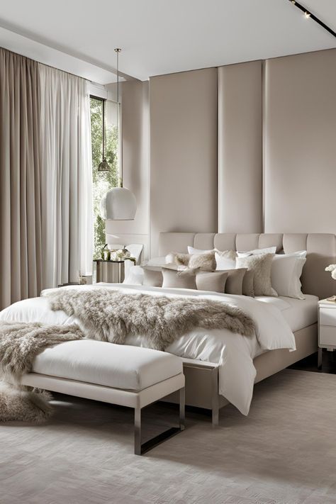 White And Taupe Bedroom, Neutral Bedroom Decor Ideas, Taupe Bedroom Ideas, Taupe Bedroom, Modern Bedroom Ideas, Neutral Bedroom Decor, Space Style, Neutral Bedroom, Bedroom Décor