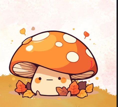 Mushroom Chibi Art, Fall Cute Drawings, Jamur Art, Mushroom Man Drawing, Mushrooms Aesthetic Art, Kawaii Mushroom Drawing, Cartoon Mushroom Drawing, Chibi Mushroom, Cute Fall Drawings