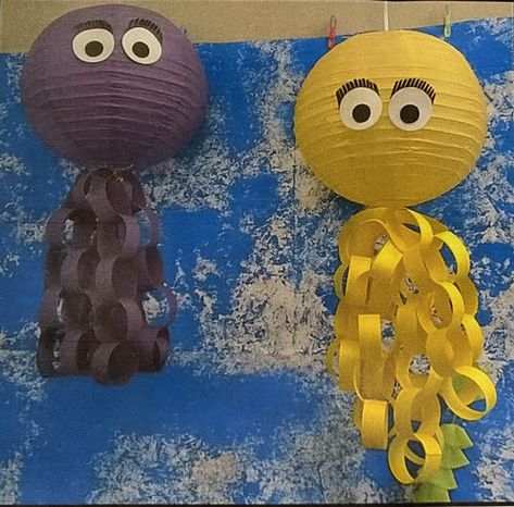 Summer Programs For Kids, Scuba Vbs, Ocean Theme Crafts, Fish Lanterns, August Crafts, Paper Globe, Ocean Theme Classroom, Preschool Decor, Mermaid Birthday Party Decorations