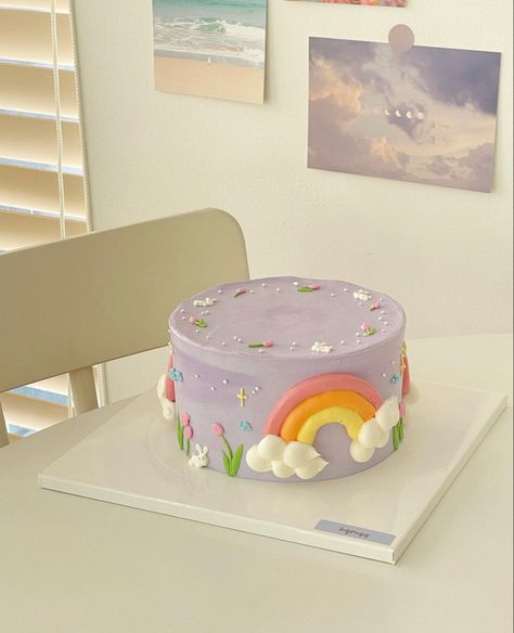 Happy Bday Cake, Birth Cakes, Strawberry Birthday Cake, Plain Cake, Rainbow Birthday Cake, Pastel Cakes, 4th Birthday Cakes, Korean Cake, Mini Cakes Birthday