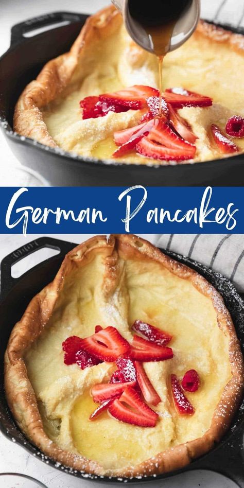 Easy German Pancakes, Puff Pancakes, German Pancakes Recipe, Dutch Baby Recipe, German Food Authentic, German Pancakes, Dutch Baby Pancake, Favorite Breakfast Recipes, Breakfast Recipes Sweet