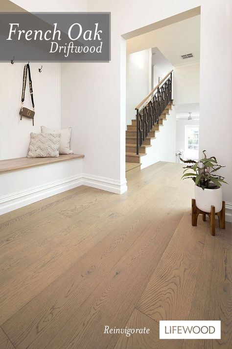 French Oak in Driftwood has brought a softness to this 1940's Perth bungalow, allowing the 40's feel lights, art deco stair balustrade and wood features in the kitchen to underpin the sleek blend of old and new. See more inspiring images at our Floor of the Week page. Art Deco Stairs, Stair Balustrade, Popular Flooring, French Oak Flooring, Oak Flooring, Flooring Projects, Timber Flooring, French Oak, Inspiring Images