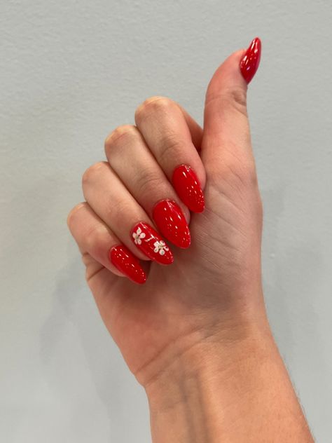 Nails With White Flowers, Red Flower Nails, Nails With White, Red Flower, Flower Nails, Red Nails, Red Flowers, White Flowers, Nail Colors