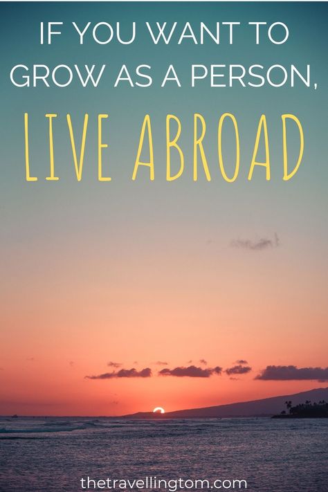 The decision to live abroad for a year is a big one, but it's on that's worthwhile. You'll learn a lot fom this experience and broaden your horizons as a result. My experiences in Australia, New Zealand and Spain fundamentaly changed me as a person. The growth that comes from living abroad is a result of stepping outside of your comfort zone and challenging your assumptions. If you decide to live abroad, you won't regret it! Live Abroad Quotes, Grow As A Person, Working Abroad, Live Abroad, Retirement Travel, Nomad Life, Digital Nomad Life, Life Abroad, Work Abroad