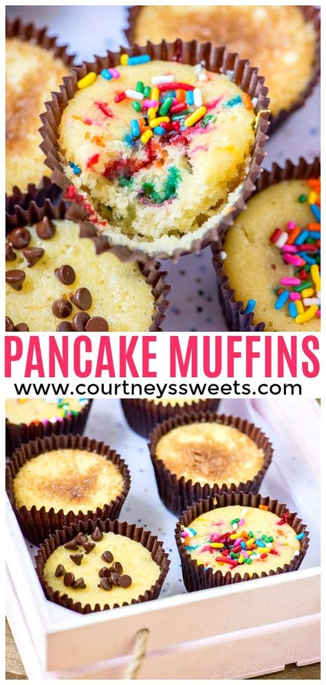 Pancake Muffins - Courtney's Sweets Cupcake Pan Breakfast Recipes, Pancake Mini Muffins Easy, Pancake Mini Muffins Recipe, Pancake Mix Mini Muffins, Cupcake Pan Eggs Breakfast Muffins, Colorado Recipes, Healthy Cupcake Recipes, Cute Breakfast Ideas, Pancake Cupcakes