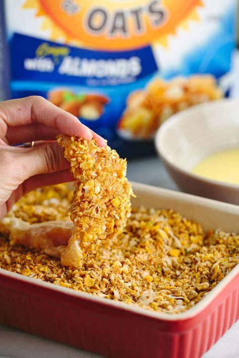 Cereal Chicken, Crunchy Baked Chicken, Oats Cereal, Chicken Finger Recipes, Crusted Chicken Tenders, Chicken Tenders Recipe, Eat More Chicken, Baked Chicken Tenders, Oven Fried Chicken