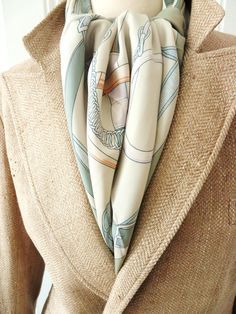 Hermes Scarf Collection, Hermes Scarf Outfit, Silk Scarf Outfit, Dream Accessories, Scarf Hermes, Scarf Outfits, Wardrobe Aesthetic, Scarf Designs, Interior Restaurant