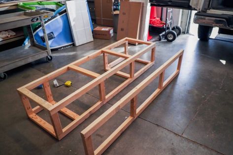 DIY Van Life: How to Make a Sleeping Platform - REI Co-op Journal Diy Van Life, Camper Furniture, Diy Sofa Bed, Campervan Bed, Camper Beds, Van Bed, Truck Bed Camper, Building A Kitchen, Kombi Home