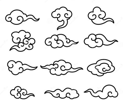 Collection of Chinese Cloud Pattern Set. Line Art Style Chinese Cloud Series Stock Vector - Illustration of culture, element: 159096856 Chinese Cloud Illustration, Chinese Cloud Pattern, Chinese Clouds, Sculpting Ideas, Vector Line Art, Line Art Style, Cloud Illustration, Chinese Pattern, Cloud Icon