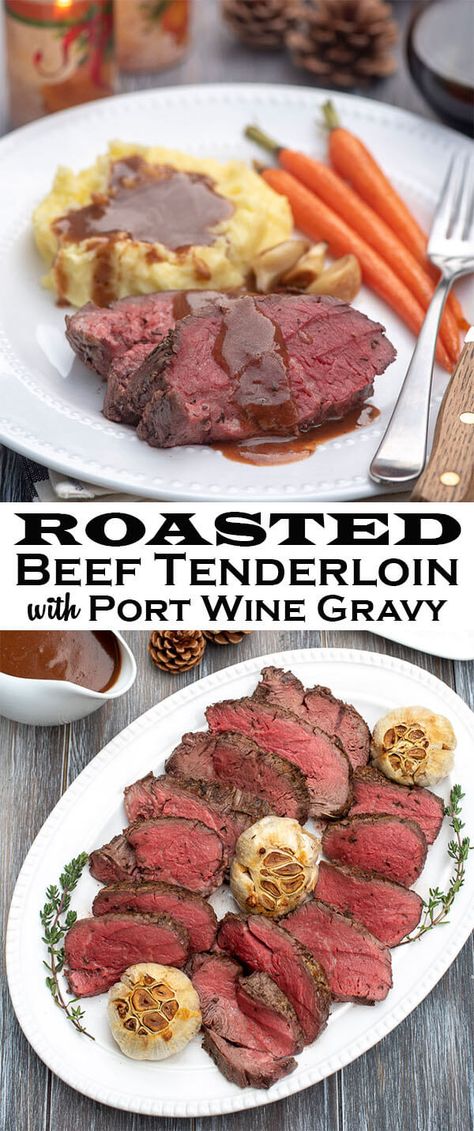 Port Recipes Dinners, Cooking With Port Wine, Recipes With Port Wine, Port Wine Recipes, Tenderloin Recipes Beef, Tenderloin Beef, Beef Tenderloin Roast Recipes, Roasted Beef Tenderloin, Wine Gravy