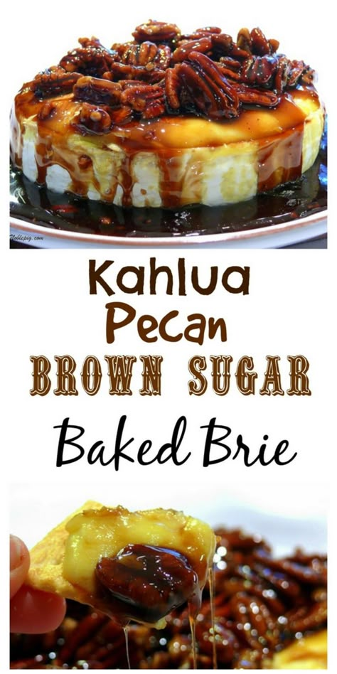 This Kahlua-Pecan-Brown Sugar Baked Brie is going to rock your next party, gathering or celebration. The brie comes out of the oven gooey and oozing and awaiting it’s sweet and delicious topping. It is a must make any time of the year. #noblepig #kahluapecanbrownsugarbakedbrie #kahluabakedbrie #brie #bakedbrie #holidayappetizer #holidayentertaining #easyholidayappetizer #appetizer #easyrecipe #quickappetizer #holidaypartyappetizer #christmasappetizer #holidayfun #holidayfood  #kahlua   via @cmpo Baked Brie Recipes, Brie Recipes, Baked Brie, Munnar, Buffalo Wings, Think Food, Holiday Appetizers, Snacks Für Party, Perfect Appetizers