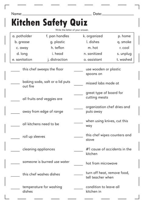 Teach your kids the importance of kitchen safety with our printable worksheet. Help them develop good habits early on and keep them safe while they're helping out in the kitchen. Download the worksheet and start the lesson today! #KitchenSafety #PrintableWorksheets #HomeCookingTips #worksheetskitchensafety Food Technology Worksheets, Kitchen Skills By Age, Kitchen Safety Worksheets, Kitchen Safety Activities, Kitchen Safety Rules, Safety Worksheets, Life Skills Worksheets, Learning Websites For Kids, Culinary Lessons