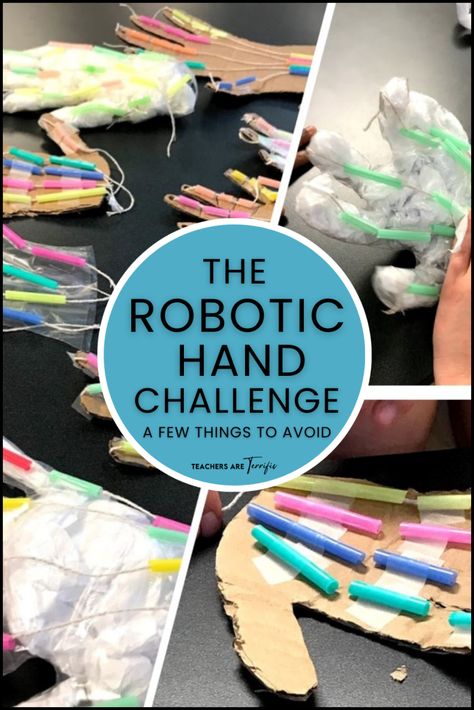 STEM Activity featuring Robotic Hands - students have the task of using given supplies to create a model of a robotic hand. They have specific criteria to follow. You will love the detailed teacher’s guide. Library Makerspace, Makerspace Library, Stem Robotics, Robotic Hand, Not Understanding, Stem Books, Cult Of Pedagogy, Stem Lab, Stem Challenge