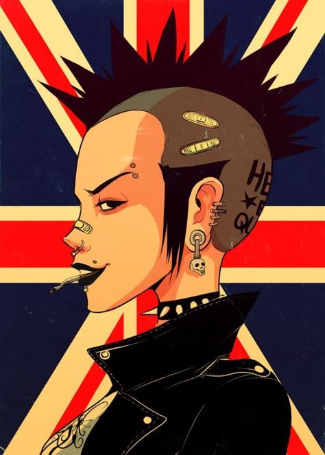 london punk art Tank Girl Art, Amazing Digital Art, Jamie Hewlett, Punk Art, Punk Hair, Punk Girl, British Flag, Tank Girl, Gorillaz