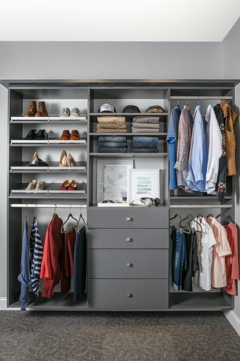 Custom Reach-In Closet Organizers | Inspired Closets Inspired Closets, Custom Closet Organization, Contemporary Closet, Clothes Cabinet, Custom Closet Design, Closet Planning, Reach In Closet, Closet Organizing Systems, Closet Layout